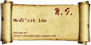 Mrázik Ida névjegykártya